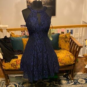 Lace navy blue shimmery dress